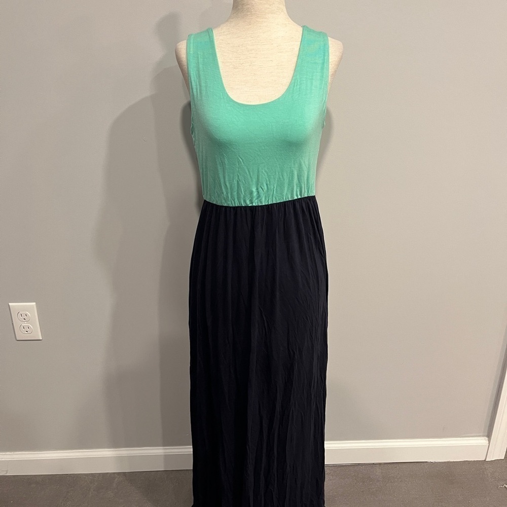 Pink Blush Elegant Mint and Navy Blue Maternity Maxi Dress Small